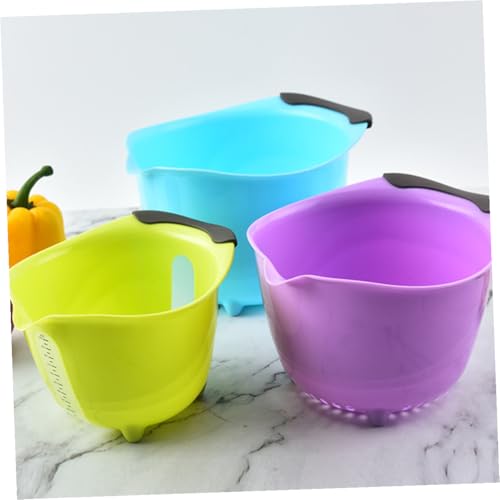 Set de 3 tazones para ensalada y mezcla plástico con tapa miniatura 4