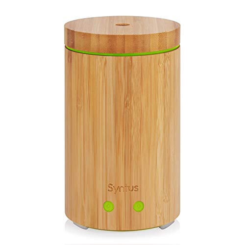 Syntus Essential Oil Diffuser, Real Bamboo Diffuser 160ml Ultrasonic Aromatherapy Diffusers with Waterless