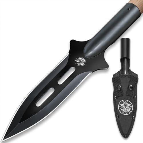 Jungle Hunter Colombian Warrior Spearhead | 6 1/2" SK5 High Carbon Steel Blade | Nonreflective Black Oxide Coating | Includes Nylon Belt Sheath | 10 3/4" Overall