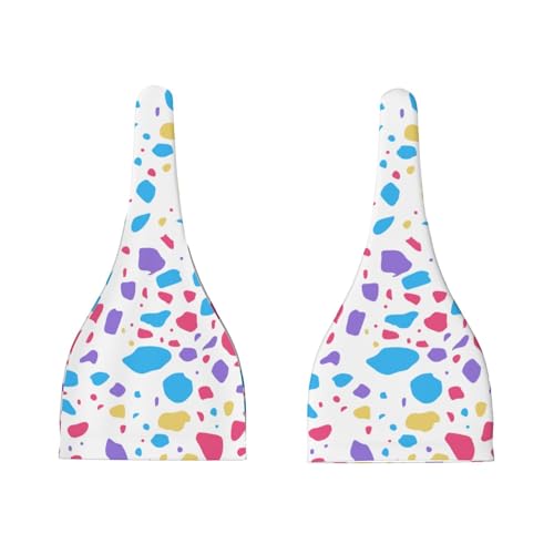 Newborn Baby Hat, Colorful Terrazzo Print Soft Top Knot Beanie Cap, Cute Baby Headwear for 0-6 Months3