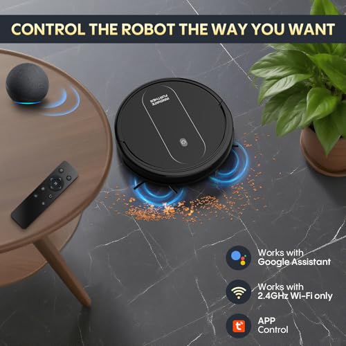 Image of 3-in-1 Robot Vacuum 4000Pa Strong Suction Robot Vacuum Cleaner & Smart Navigation & Alexa /APP Control & Auto Recharge & Central Brush, Vacuum Robot and Mop for Pet Hair, Hard Floors & Low-Pile Rugs