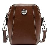 Designer Leather Small Crossbody Bags Purses for Women Cell Phone Bag Soft Women's Shoulder Handbags Gifts for Women (Coffee)