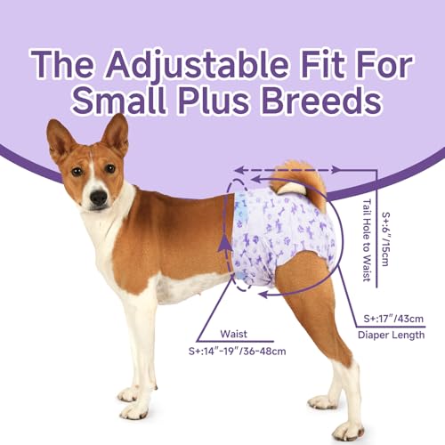 Image of MICOOYO Disposable Dog Diapers Female, Doggie Diapers for Dogs Female, Super Absorbent Pet Diaper with Foam Tail Hole for Heat, Comfortable Puppy Diaper (Small Plus, 20Count)