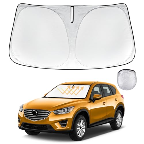 for Mazda CX5 Foldable Windshield Sun Shade for 2016 2015 2014 2013 Mazda CX-5 CX5 Custom-Fit Car Windshield Cover Sunshade UV Protector, Auto Window Shades for Front Windscreen Accessories