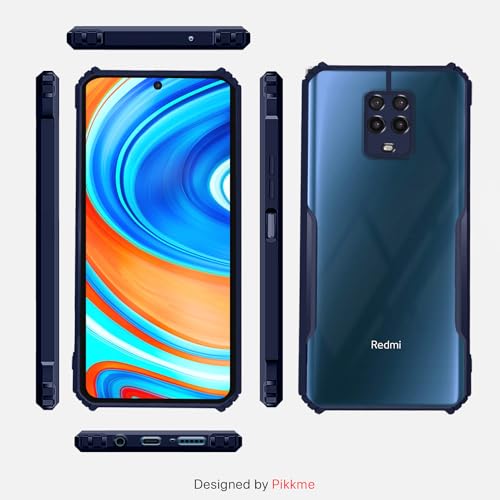 Image of Outlouders Back Cover for Redmi Note 9 Pro /Note 9 Pro Max /Poco M2 Pro /Note 10 Lite | Ultra Hybrid Transparent | Full Camera Protection | Raised Edge | Crystal Clear Bumper Case (Blue)