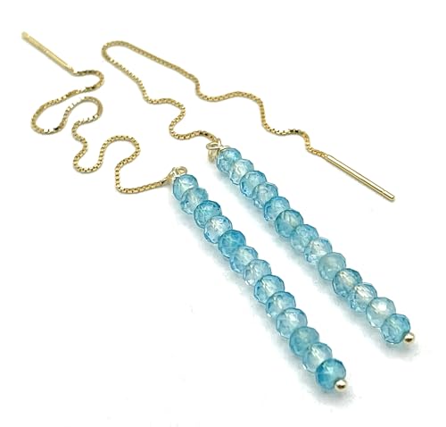 Boucles d'oreilles longues topaze turquoise vermeil anti-ternissement