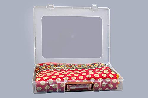 Image of Multipurpose Plastic Rectangular Storage Boxes with Locks and Handle Matte Finish for Saree, Laptop, Books (Set of 2, Rajkumari)
