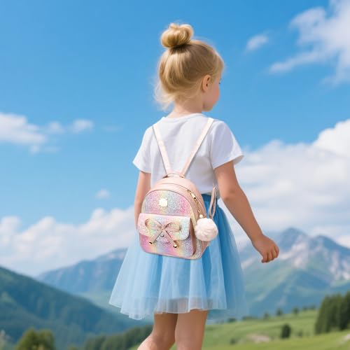 Image of I IHAYNER Girls Bowknot 3-Pieces Fahsion Leather Backpack Backpack Purse for Women Rucksack for Ladies Shoulder Bag