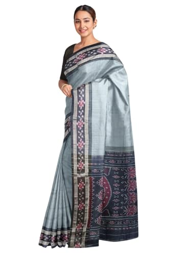 Image of COTTONSILK & KHANDUAPATA Odisha Sambalpuri Handloom Ikat Women Cotton Saree, Odisha Handloom Handmade Pure Cotton Khandua Saree, Ikkat Orissa Traditional Handloom Saree Without Blouse 430