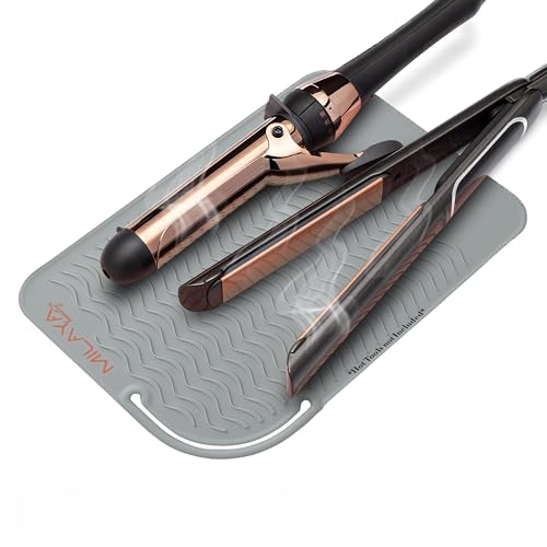 Milaya Beauty Vanity Accessories Heat Resistant Mat – Silicone Flat Iron & Curling Iron Holder, Non-Slip Vanity Mat & Hot Tool Mat for Home, Salon, or Travel Use
