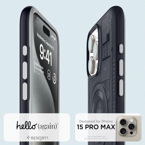 Image of Spigen Classic C1 MagFit Back Cover Case for iPhone 15 Pro Max, MagSafe Compatible, Camera Control Button - PC+TPU | Graphite