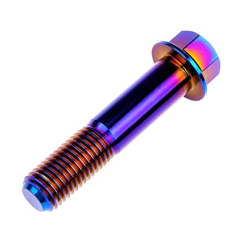 Image of Titanium Bolt M12 30 35 40 45 50 55 60 65 70 75 80 85 90mm Hex Small Flange Head for Motorcycle Car Modification Pack of 4 (M12x55mm Pitch 1.25, Burnt Blue)