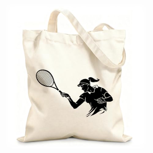 AILOONG Bolsas de mano de poliéster y algodón Chica Atleta Juego Tenis Pelota Cancha Raqueta Deportes Tela de 12 oz de grosor Se usa como neceser 25x30cm Pequeño