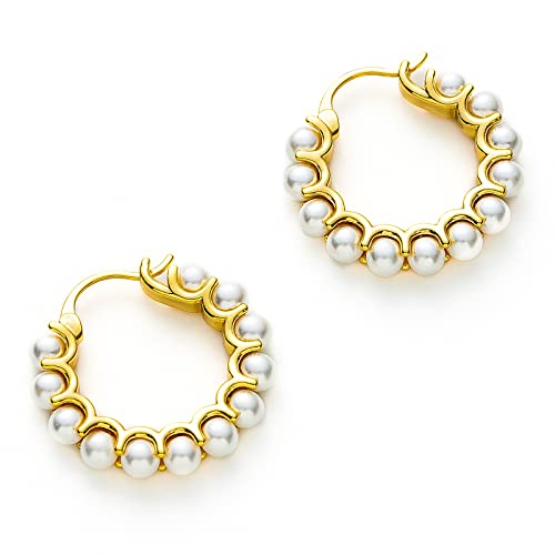 C.Paravano 18K Gold & Sterling Silver Hoop Earrings for Women EARRING_51