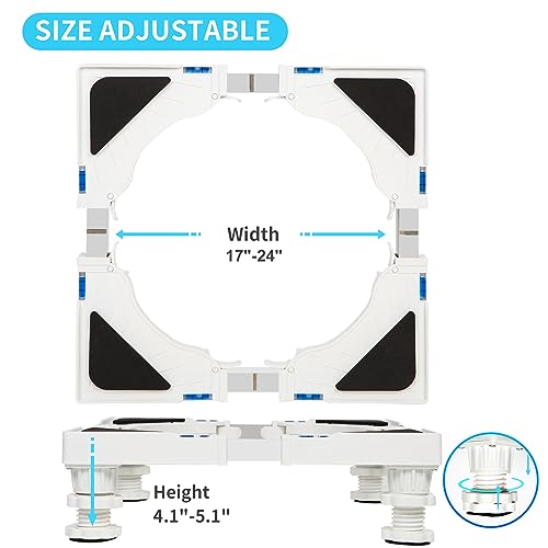 Image of Nefish Mini Fridge Stand Adjustable Refrigerator Stand with 4 Strong Feet Universal Appliance Stand Base Heavy Duty Washer and Dryer Stand Laundry Pedestal Multi-Functional Base (White)