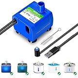 Cat Water Fountain Pump, Cat Fountain Pump Compatible Motor,DR-DC160 Pumps for Pet Water Fountain Cat Water Dispenser Replacement (With LED & Brush)
