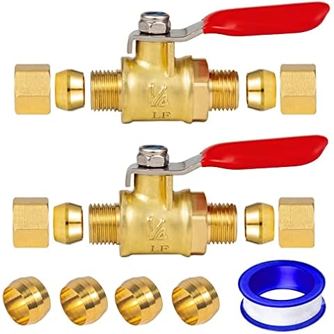 Breezliy Lead-Free Brass Mini Ball Valve Shut Off Switch,1/4 inch Compression by 1/4 Compression Fitting,Healthy,Environmentally Friendly,Durable,high Precision(2 PCS) Cover