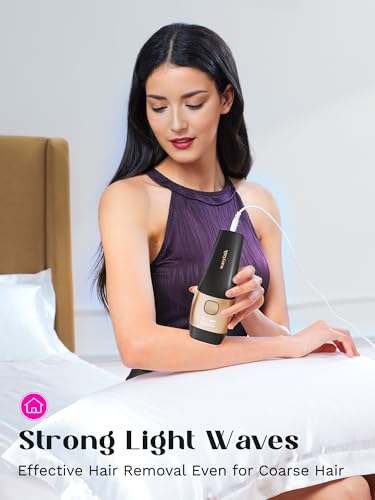 Wavytalk Laser Haarentfernung mit Eiskühlsystem,Max 24J Hohe Energie,9 Energiestufen,IPL Geräte Haarentfernung für Frauen und Männer, Körper,Gesicht,Achseln, Beine (Black)