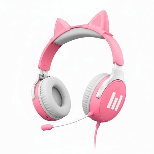 indeca BUSINESS Auriculares Niña Orejas de Gato Rosa 5-12 Años Cascos Infantiles...