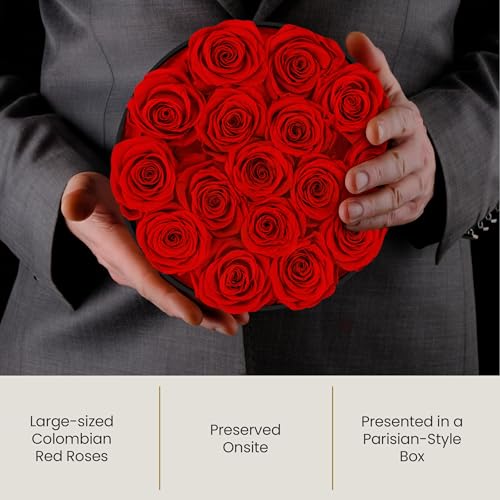 The Eternity Rose 16-Piece Preserved Roses in a Luxury Gift Box – Real Roses in White Round Box – A Valentine’s Gift as Everlasting as Your Love - Image 5