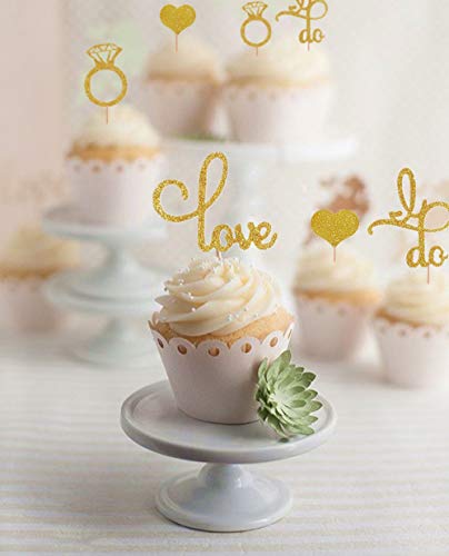 Jevenis Set Of 44 Wedding Cupcake Toppers Diamond Ring Cupcake Toppers I Do Cupcake Topper For Wedding Engagement Bridal Shower Decorations #TOP2