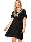 Romwe Women's Plus Size Embroidery Floral Ruffle Short Sleeve Casual Tunic Dress (4X-Large Plus,...
