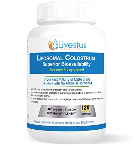 Livestus Â® Liposomal Colostrum (120 Vegetarian Capsules) with Superior Bioavailability to Heal Leaky Gut and Boost Immune System Made in USA from USDA Grass Fed Bovine Colostrum