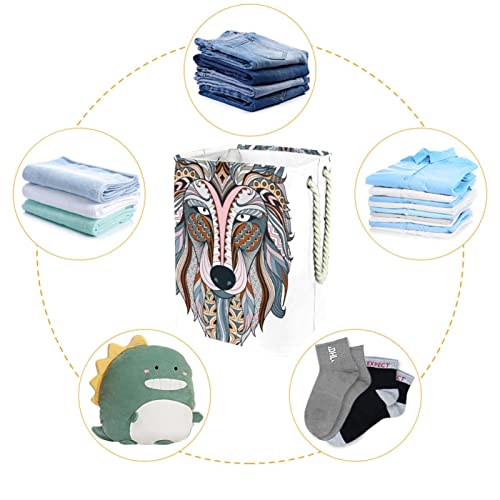 Panier à linge tête de loup imperméable et pliable pour salle de bain - 5