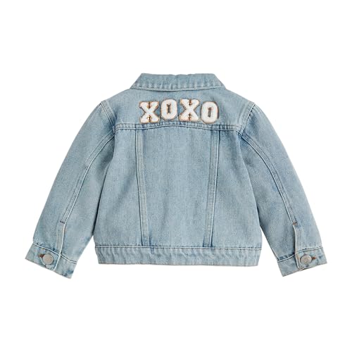 Mud Pie Girls Children's Glitter Patch Denim Jacket2