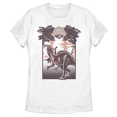 Jurassic World Women's Camp Cretaceous Parasaurolophus Square Missy Crew Tee, White, Small