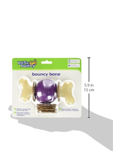 PetSafe Busy Buddy Bouncy Bone, Juguete para Morder para Perros 3 en 1, Hueso para Perros, Duradero y Resistente – S