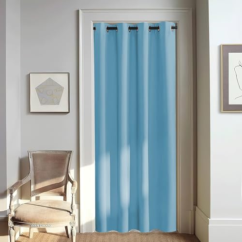NICETOWN Door Curtain for Closet Doors 80 Inches Long 1 Panel, Blackout Doorway Curtain for Open Closet Bedroom, Room Divider Living Room for Privacy (Teal Blue, 1 Panel, 46W x 80L)