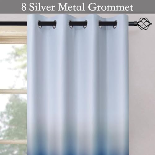 Image of SimpleHome Ombre Gradient Blue White to Gray Curtains for Bedroom,52Wx90L | Room Darkening Curtains,Light Blocking Thermal Insulated Grommet Window Curtains for Living Room,2 Panels,90 Inches Length