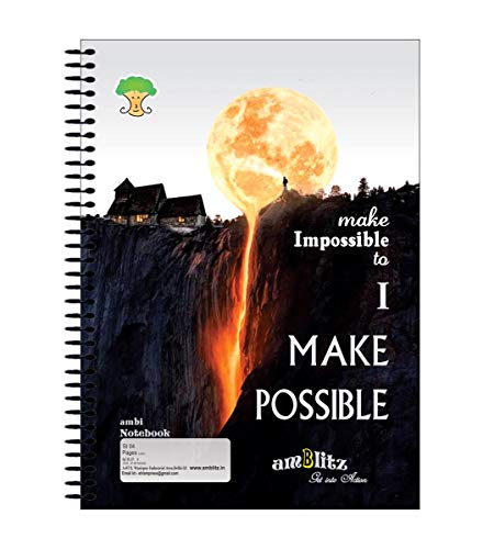 Image of amblitz Spiral Notebook - A4-500 Pages - Unruled 5 Subject Spiral Notebook - Ruled -200Pages, 70 GSM, Size A4 Approx.