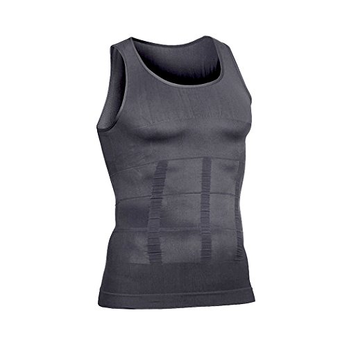 VENI MASEE Men Es Slimming Body Shaper Vest  Men Elastic Shaping Vest Thermal Compression Base Layer Slim Compression Muscle Tank Shapewear, Grey Tank Top, XX-Large