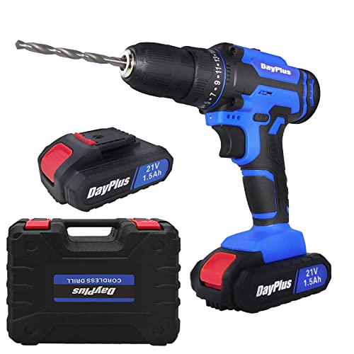 21V Akku-Bohrschrauber-Elektroschrauber-Set, leistungsstarker Lithium-Lon-Akku, 21 Volt Kombi-Schrauber, DIY 26-teiliges Zubehör-Set, 2PCS 1.3AH Akkus