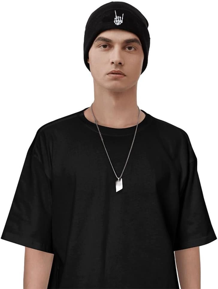 Skull Beanie Hat for Men Women, Skeleton Finger Hand Bone Logo Acrylic Plain Knit Cuff Winter Soft Warm Beanies Cap - Image 5