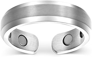 Elegant Titanium Magnetic Therapy Ring Pain Relief for Arthritis and Carpal Tunnel Silver