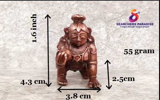 Image of Copper Bal Krishna with Laddu Idol 1.6 in | 55g