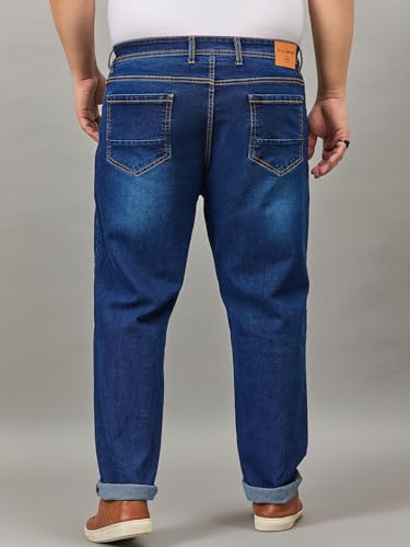 Image of Style Quotient Men Plus Size Black Tapered Fit Mid Rise Stretchable Jeans