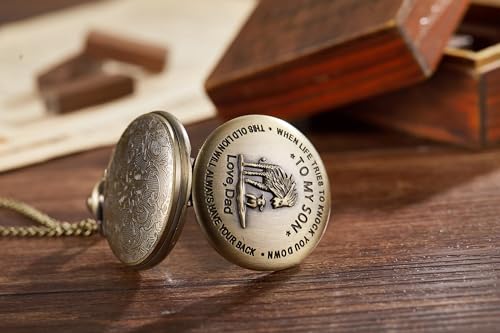 Image of AUGEN Premium Pocket Watch Metal Keychain Son 2 Retro Vintage for Gifting With Key Ring Anti-Rust (Pack Of 1)