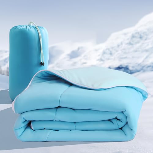 Cooling Blankets for Hot Sleepers - Summer Blanket Thin Lightweight Breathable Soft Double Side with Bag for Travel, Cooling Comforter for Couch Sofa, Keep Cool for Night Sweats (Blue 50"x60"