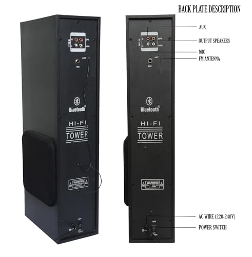 Image of UIC Dj Mini-80W 5.25 Inch Single Bluetooth Party Subwoofer Floor Standing Speaker 3 Inch Dual Satellites with Extreme Bass Mic Slot Aux USB Fm & Remote Control Black (UIC-TWR-5103)