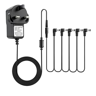 Power Up to 5 Pedals with Clean, Stable 9V DC：This single 9V 1A output adapter powers up to five of your most essential guitar or bass effects pedals simultaneously through the included 5-way daisy chain cable. Its regulated DC output ensures noise-f...