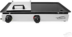 Chapa a Gás com 2 Bocas para Lanches e Porções, Chapeira Profissional com Controles Duplos