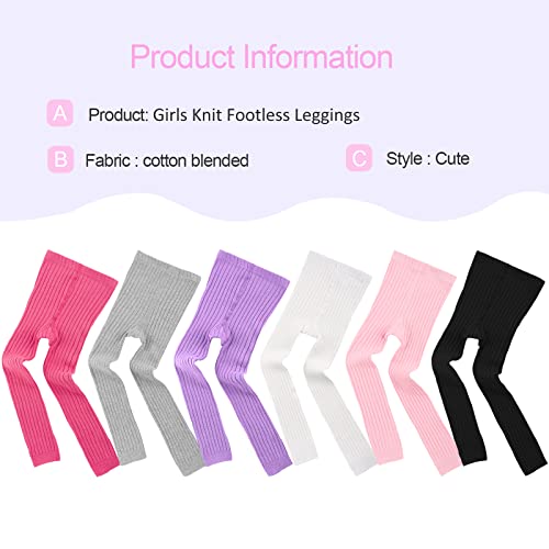 Booph 3 Pack Girl Legging Pants Knit Footless Tights 5-8 Years Black-White-Grey #TOP1
