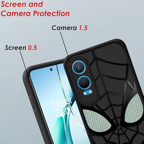 Image of Stylish Spider Back Case Cover Compatible for OnePlus Nord CE 4 Lite 5G | Spidey Face Mask Case | Soft Silicone | Camera & Full Body Protection | Shock Proof | (Black)
