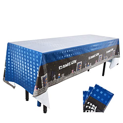 Video Game Party Supplies Tablecloth 3pcs Disposable Plastic Tablecover Waterproof Oil Proof for Game on Theme Party Kids Adults Birthday