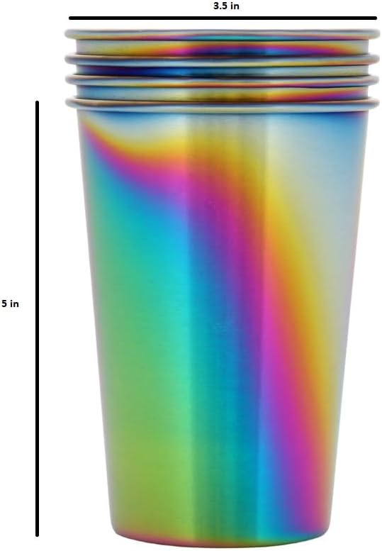 7 Steps - Stainless Steel Pint Cup 500 ml / 16 oz - Durable - Reusable - Party - Outdoor - Hiking - Camping - Picnic - Stackable Cup for Beer Juice Soda (Pack of 4) (Rainbow) - Image 4