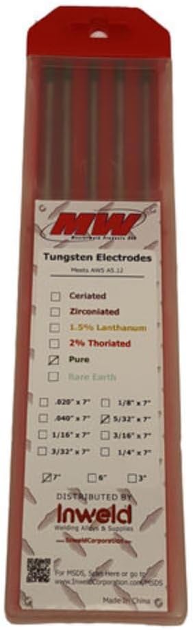 E WP Pure 5/32 x 7" 3 pc Micro AWS A5.12 Tungsten Green